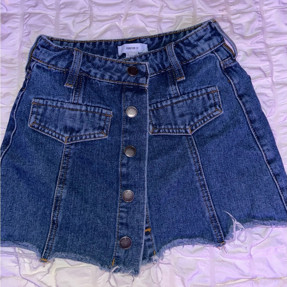 Forever 21 Button-Front Denim Mini Skirt
